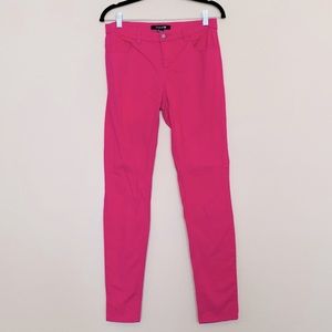 Hot Pink mid rise slim leg Jeans